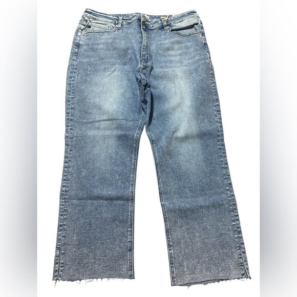 KanCan High Rise Straight Crop Women’s Size 33 Length 25 Light Wash Raw‎ Hem - Picture 1 of 6